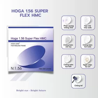 Tròng Kính HOGA 1.56 FLEX SHMC – Siêu Bền, Dẻo Dai, Chống Chói Cao Cấp
