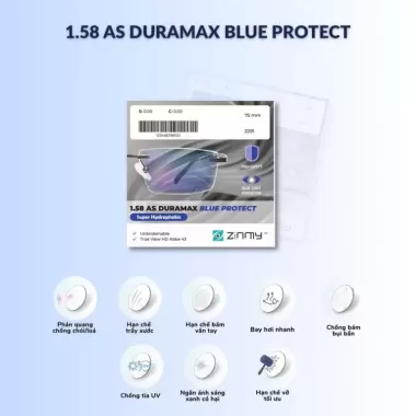  Đơn tròng ZINMY 1.58 AS DURAMAX BLUE PROTECT