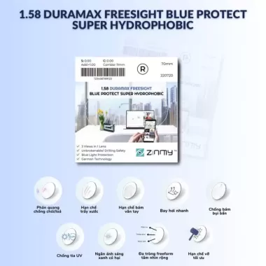  Đa tròng ZINMY 1.58 DURAMAX FREESIGHT BLUE PROTECT SUPER HYDROPHOBIC