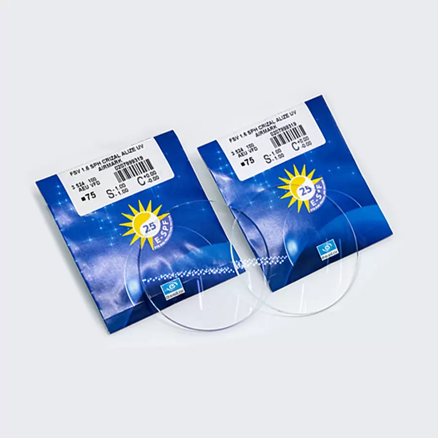 Tròng kính chống Tia UV Essilor Crizal Sapphire as uv airmark 1.56