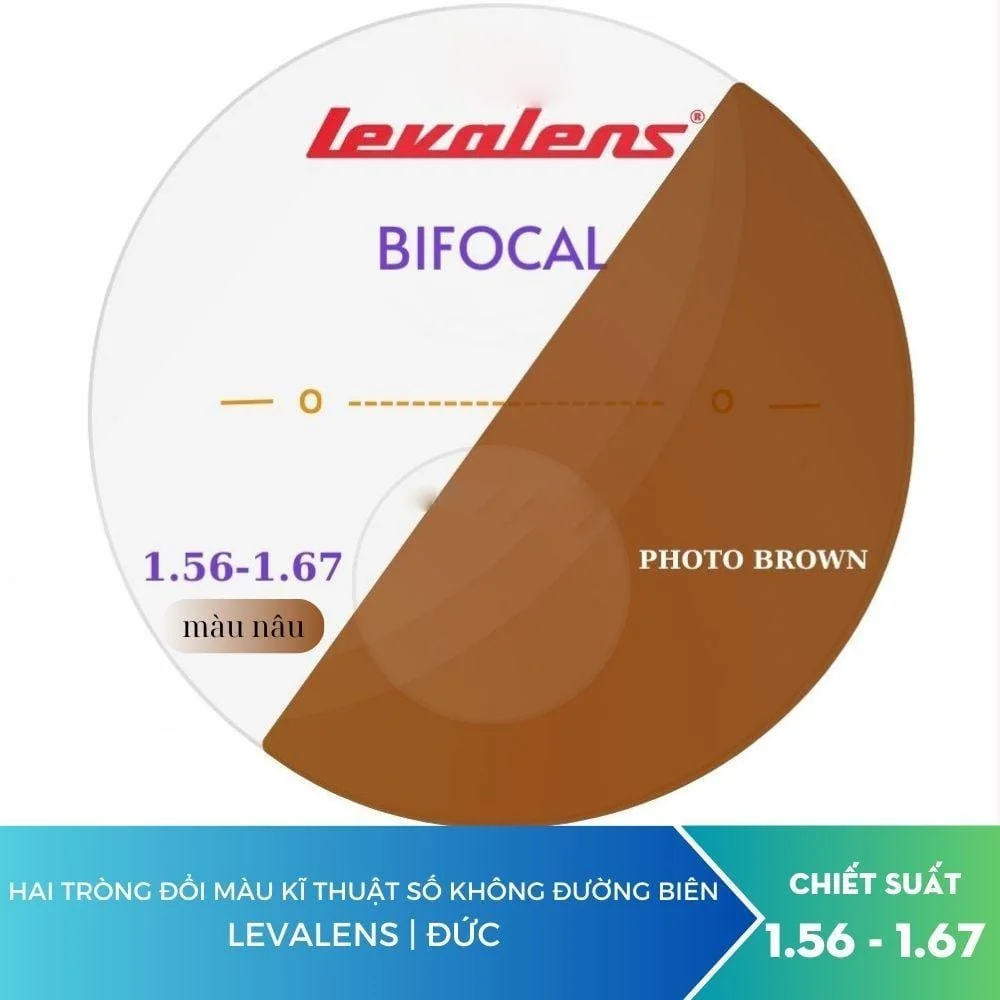 Kính hai tròng đổi màu không đường biên Levalens Bifocal