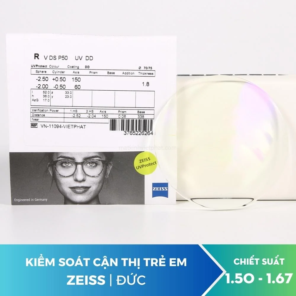 Tròng kính ZEISS Myokids DuraVision BlueProtect UV