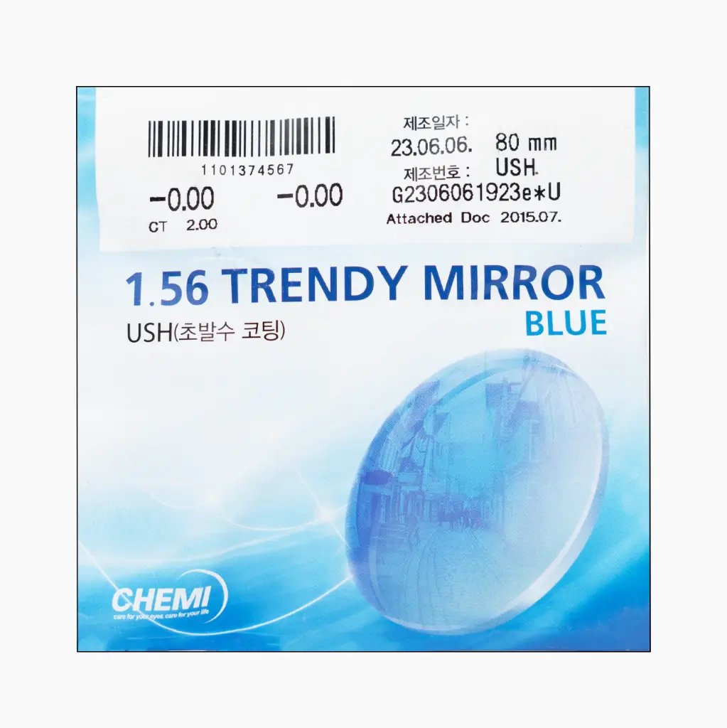 Tròng Kính CHEMI 1.56 TRÁNG GƯƠNG XANH