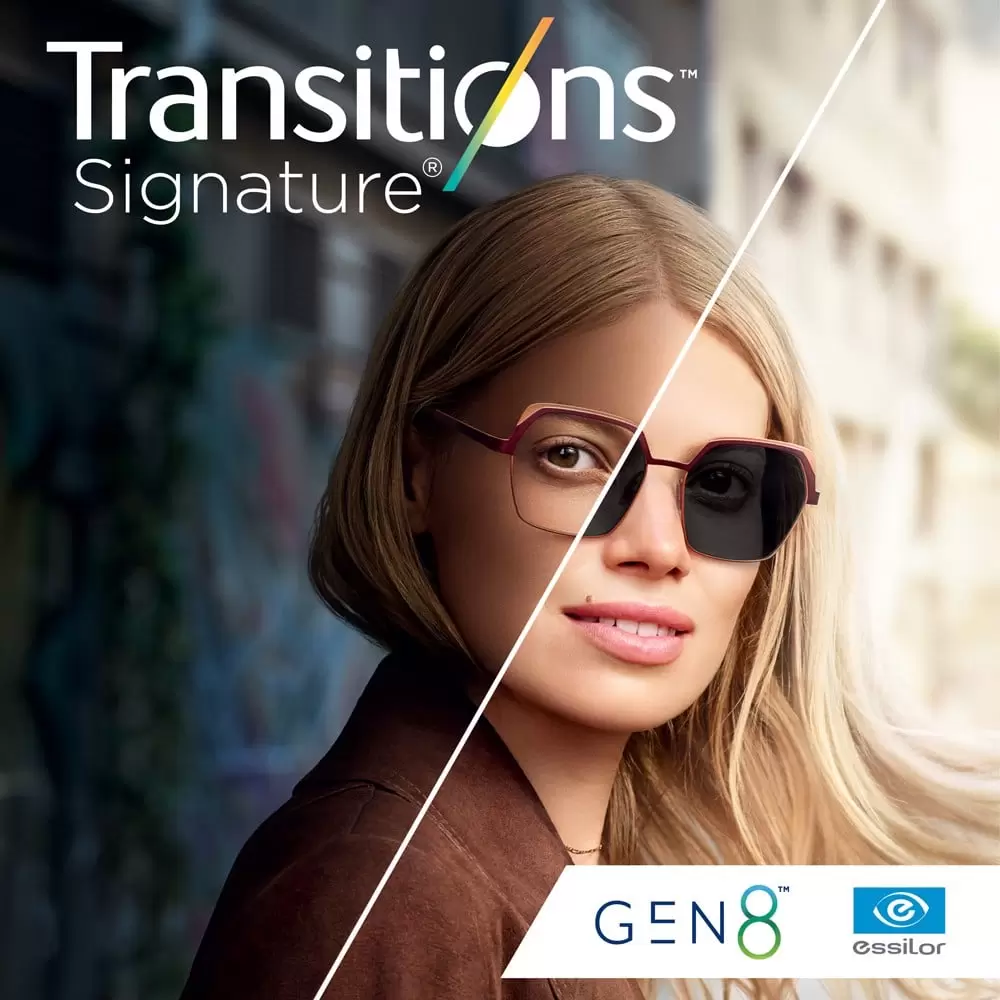 Tròng Kính Đổi Màu Essilor Transitions Gen 8 váng phủ Crizal Saphpire HR Chính Hãng